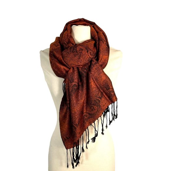 Pashmina Cashmere Paisley Scarf Shawl Wrap Stole Silk and Cashmere soft - Picture 5 of 12